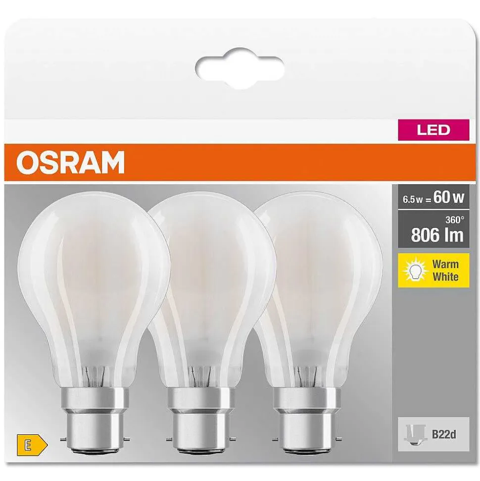 Osram Classic A Set De 3 Led B22D 6,5 Watt 2700 Kelvin 806 Lumen