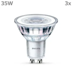 Philips Classic Lot De 3 Led Gu10 3,5 Watt 2700 Kelvin 255 Lumen