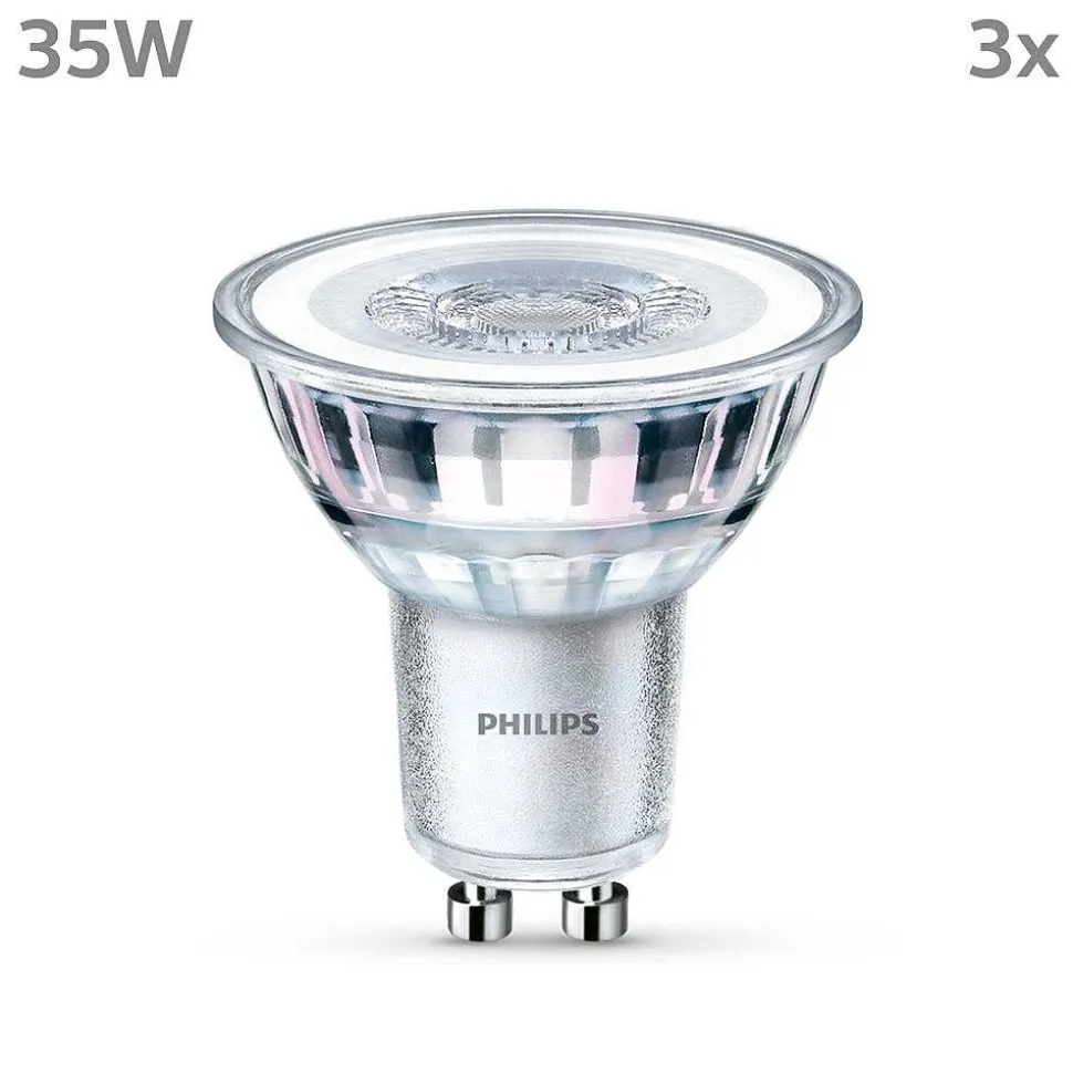 Philips Classic Lot De 3 Led Gu10 3,5 Watt 2700 Kelvin 255 Lumen