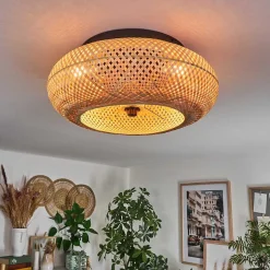 Plafonnier 50 Cm Bauro Noir, 4 Lumieres, Telecommandes