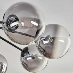 Plafonnier - Verre 15 Cm Chehalis Noir, 8 Lumieres