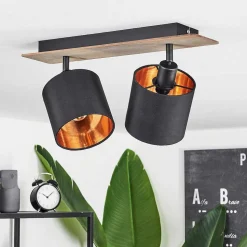 Plafonnier Alsen Bois Fonce, Noir, 2 Lumieres