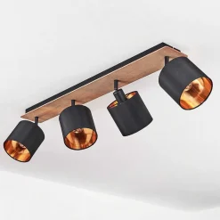 Plafonnier Alsen Bois Fonce, Noir, 4 Lumieres