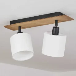 Plafonnier Alsen Bois Fonce, Noir, 2 Lumieres