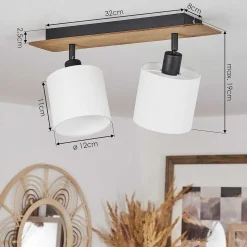 Plafonnier Alsen Bois Fonce, Noir, 2 Lumieres