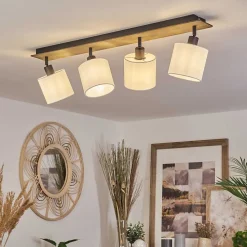 Plafonnier Alsen Bois Fonce, Noir, 4 Lumieres