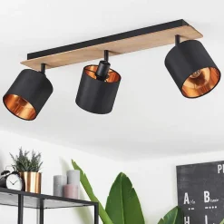 Plafonnier Alsen Bois Fonce, Noir, 3 Lumieres
