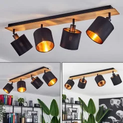Plafonnier Alsen Ecru, Noir, 4 Lumieres