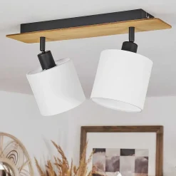 Plafonnier Alsen Ecru, Noir, 2 Lumieres
