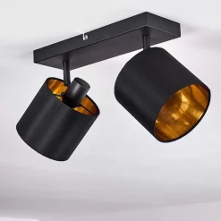 Plafonnier Alsen Noir Dore, 2 Lumieres
