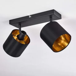 Plafonnier Alsen Noir Dore, 2 Lumieres