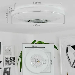 Plafonnier Auxerre Led Blanc, 2 Lumieres, Telecommandes, Changeur De Couleurs