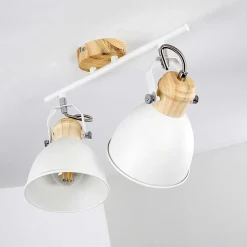 Plafonnier Banjul Bois Clair, Blanc, 2 Lumieres