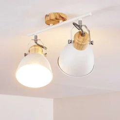 Plafonnier Banjul Bois Clair, Blanc, 2 Lumieres
