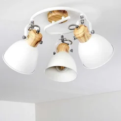 Plafonnier Banjul Bois Clair, Blanc, 3 Lumieres