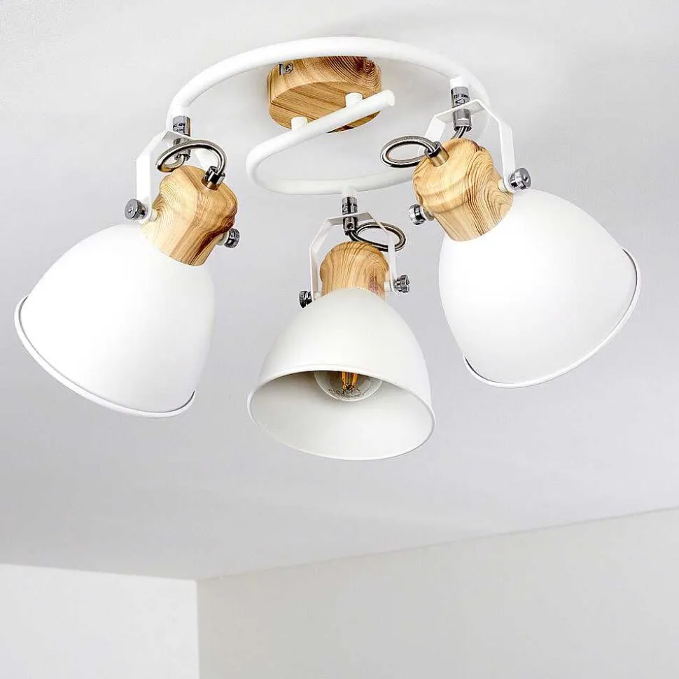 Plafonnier Banjul Bois Clair, Blanc, 3 Lumieres