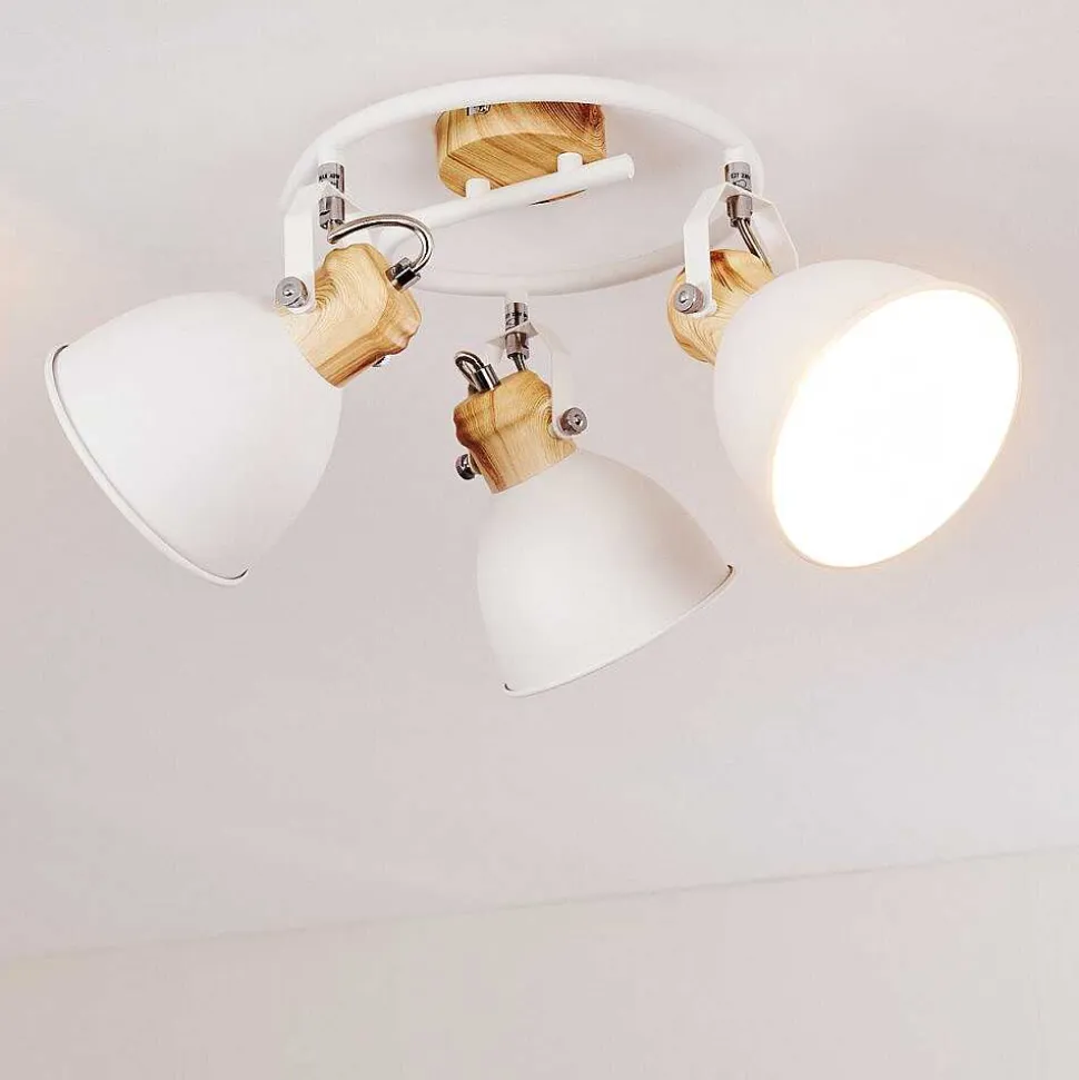 Plafonnier Banjul Bois Clair, Blanc, 3 Lumieres