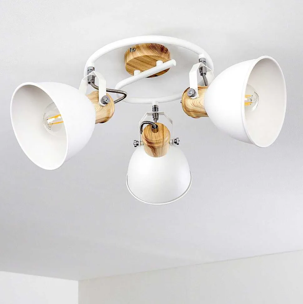 Plafonnier Banjul Bois Clair, Blanc, 3 Lumieres