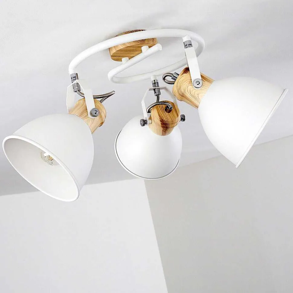 Plafonnier Banjul Bois Clair, Blanc, 3 Lumieres