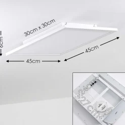 Plafonnier Bankura Led Blanc, 1 Lumiere, Telecommandes, Changeur De Couleurs