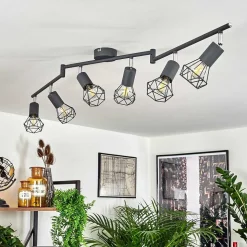 Plafonnier Baripada Anthracite, Chrome, 6 Lumieres