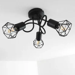 Plafonnier Baripada Noir, 3 Lumieres