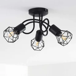 Plafonnier Baripada Noir, 3 Lumieres