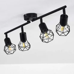 Plafonnier Baripada Noir, 4 Lumieres