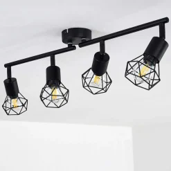 Plafonnier Baripada Noir, 4 Lumieres