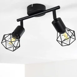 Plafonnier Baripada Noir, 2 Lumieres