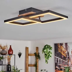 Plafonnier Bealo Led Brun, Couleur Bois, 1 Lumiere