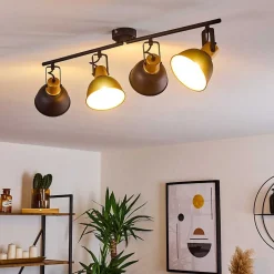 Plafonnier Blackburn Noir Dore, 4 Lumieres