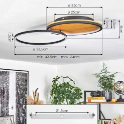 Plafonnier Cardozo Led Ecru, Noir, 1 Lumiere