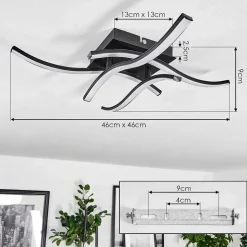 Plafonnier Casais Led Noir, 4 Lumieres