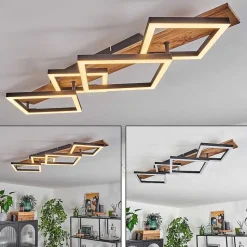 Plafonnier Cascada Led Brun, Couleur Bois, Noir, 1 Lumiere