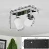 Plafonnier Cerejeiras Led Chrome, 2 Lumieres, Telecommandes, Changeur De Couleurs