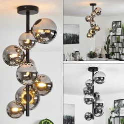 Plafonnier Chehalis Noir, 8 Lumieres