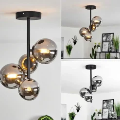 Plafonnier Chehalis Noir, 4 Lumieres