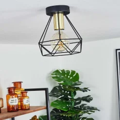 Plafonnier Denno Or, Noir, 1 Lumiere