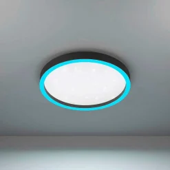 Plafonnier Eglo Montemorelos-Z Led Noir, 1 Lumiere, Changeur De Couleurs