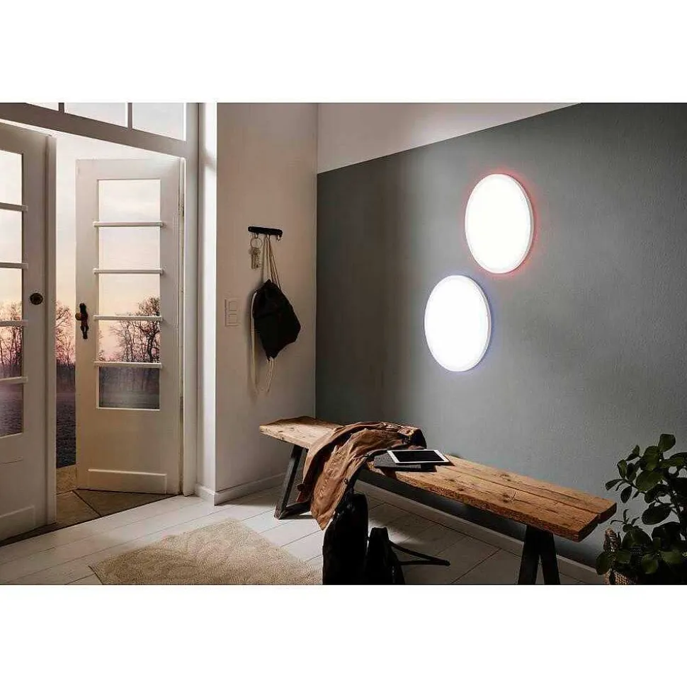Plafonnier Eglo Rovito-Z Led Blanc, 1 Lumiere, Changeur De Couleurs