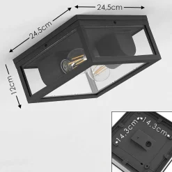 Plafonnier Exterieur Kiwalik Anthracite, 1 Lumiere