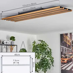 Plafonnier Favorina Led Ecru, Noir, 1 Lumiere, Telecommandes