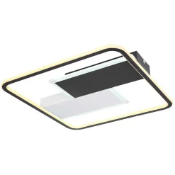 Plafonnier Globo Jenna Led Noir, Blanc, 1 Lumiere, Telecommandes