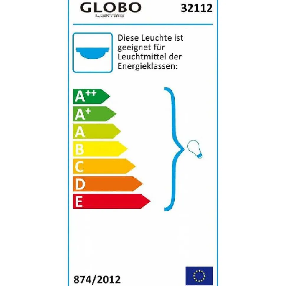 Plafonnier Globo Vranos Acier Inoxydable, Argente, Blanc, 2 Lumieres