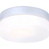 Plafonnier Globo Vranos Acier Inoxydable, Argente, Blanc, 1 Lumiere