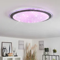Plafonnier Gorgonta Led Blanc, 2 Lumieres, Telecommandes, Changeur De Couleurs