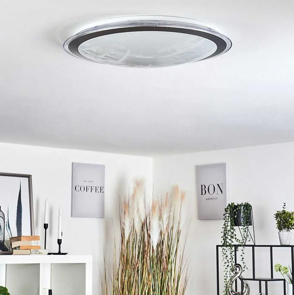 Plafonnier Gorgonta Led Blanc, 2 Lumieres, Telecommandes, Changeur De Couleurs