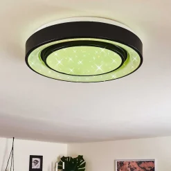 Plafonnier Grimacco Led Noir, 1 Lumiere, Changeur De Couleurs