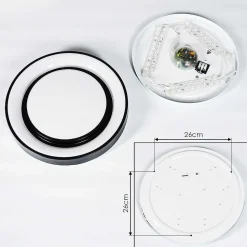 Plafonnier Grimacco Led Noir, 1 Lumiere, Changeur De Couleurs